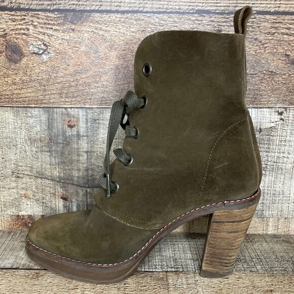 Ras Brown Italian Suede Leather Lace Up Heeled Booties Ankle Boots Size 35 5 - Picture 7 of 11